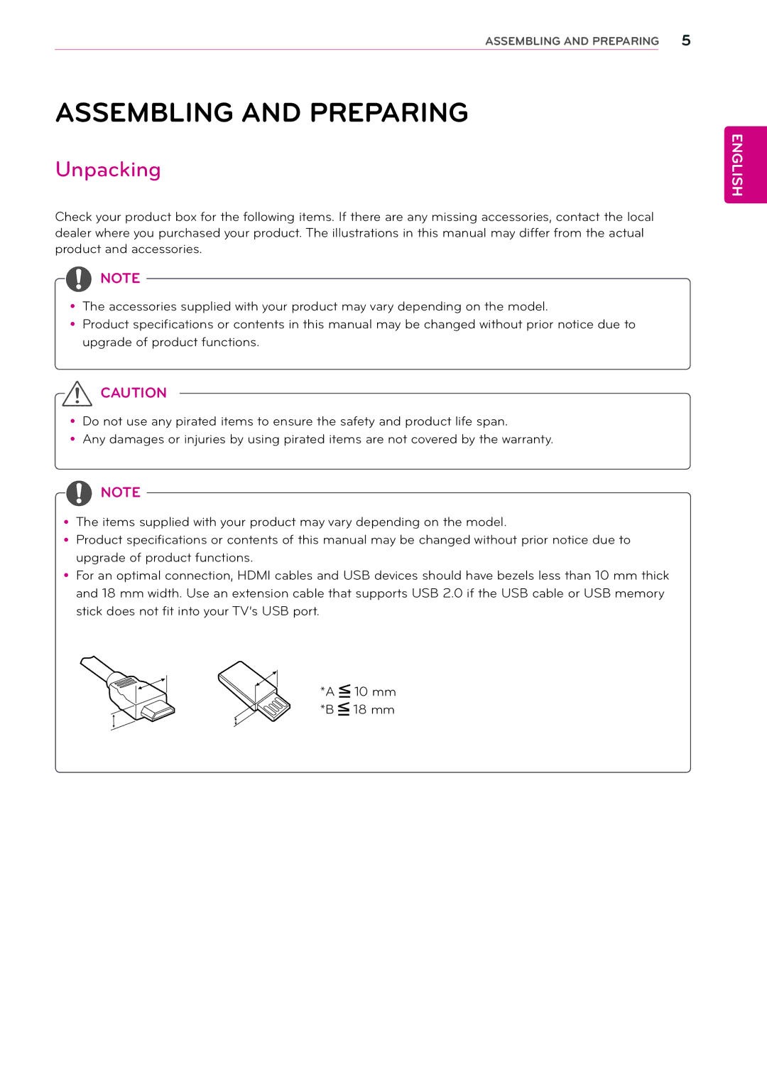 LG Electronics M2432D manual Assembling and Preparing, Unpacking 