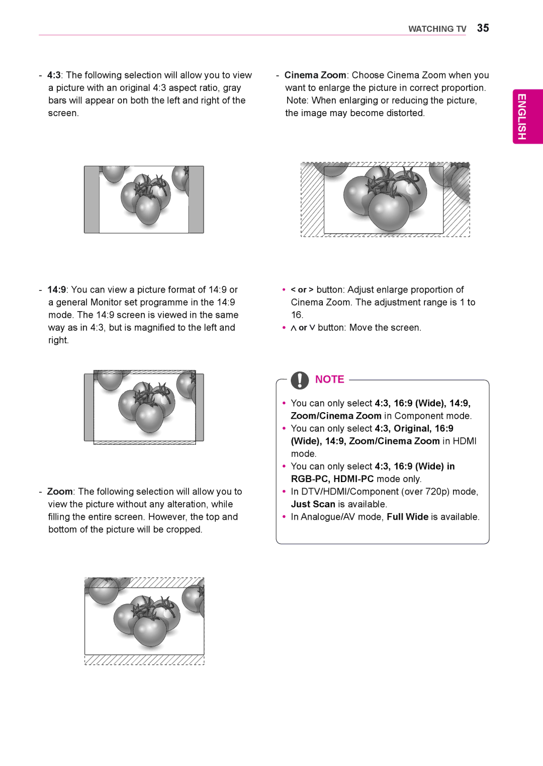 LG Electronics DM2350D, M2450D, M2250D, M2550D, M1950D owner manual RGB-PC, HDMI-PC mode only 