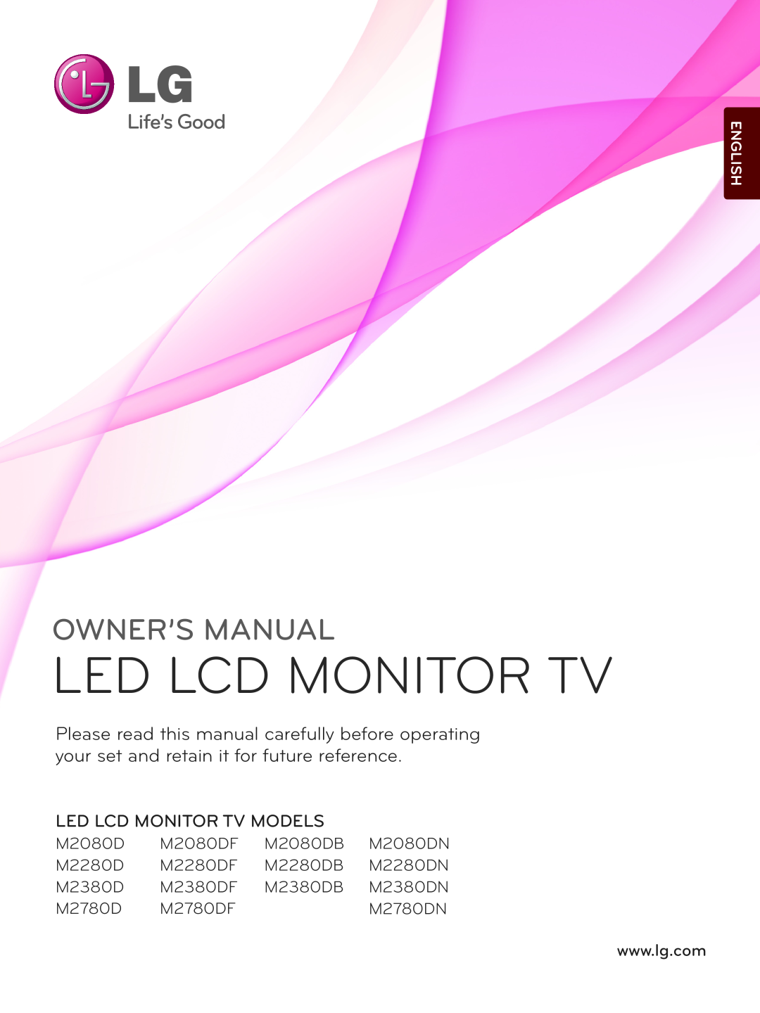 LG Electronics M2780DN, M2780DF, M2380DN, M2380DB, M2380DF, M2280DN owner manual Owner’S Manual, Led Lcd Monitor Tv Models 