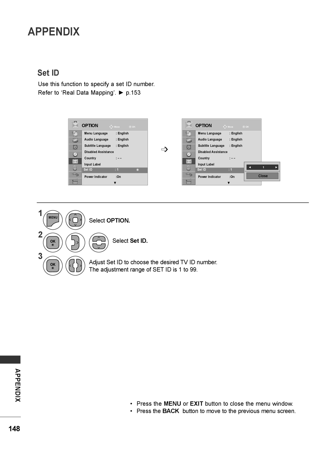 LG Electronics M2280DF, M2780DF, M2780DN, M2380DN, M2380DB, M2380DF, M2280DN, M2280DB, M2080DB, M2080DF Set ID, Appendix, Option 