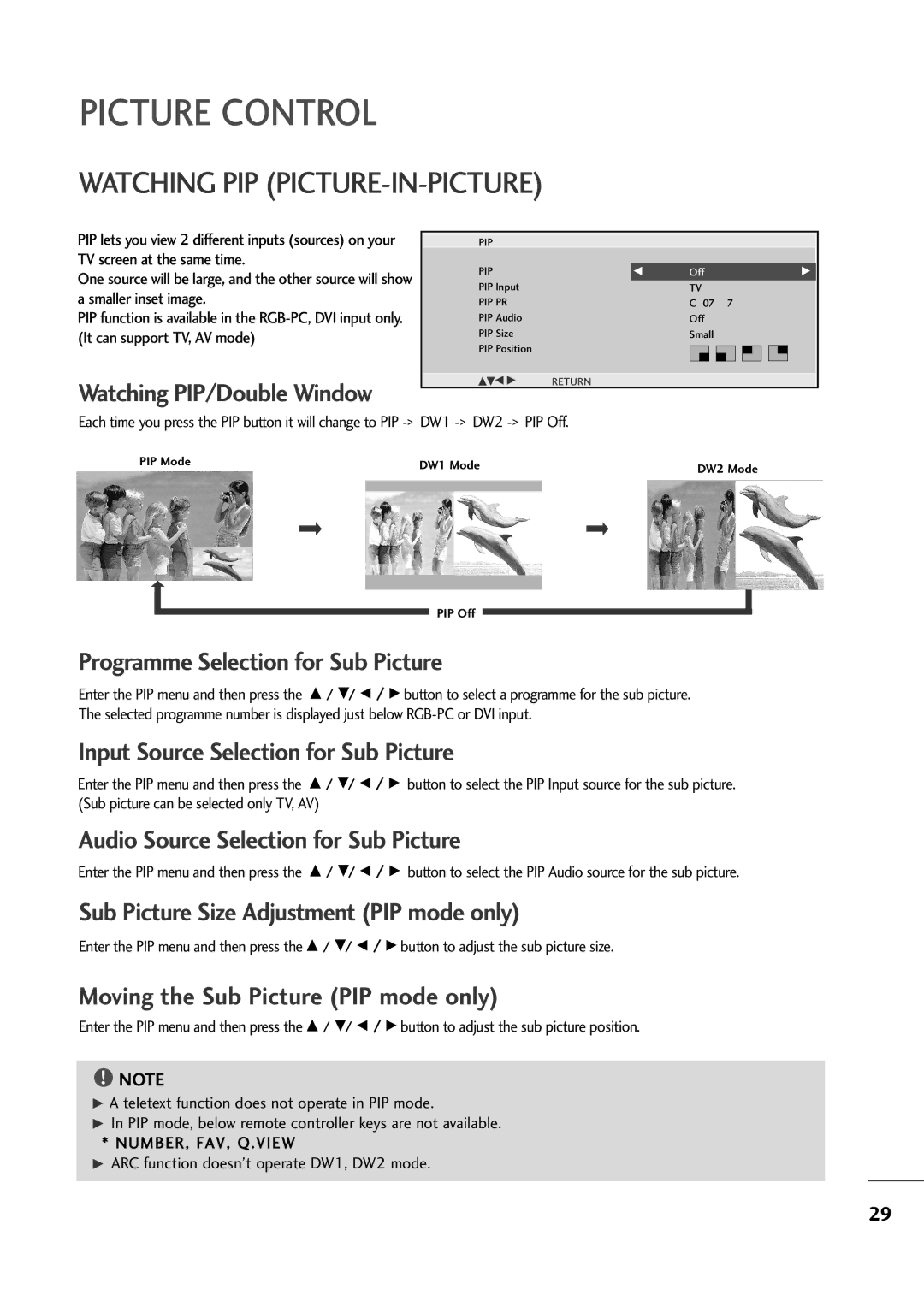 LG Electronics M2794A, M2394A owner manual Watching PIP PICTURE-IN-PICTURE 