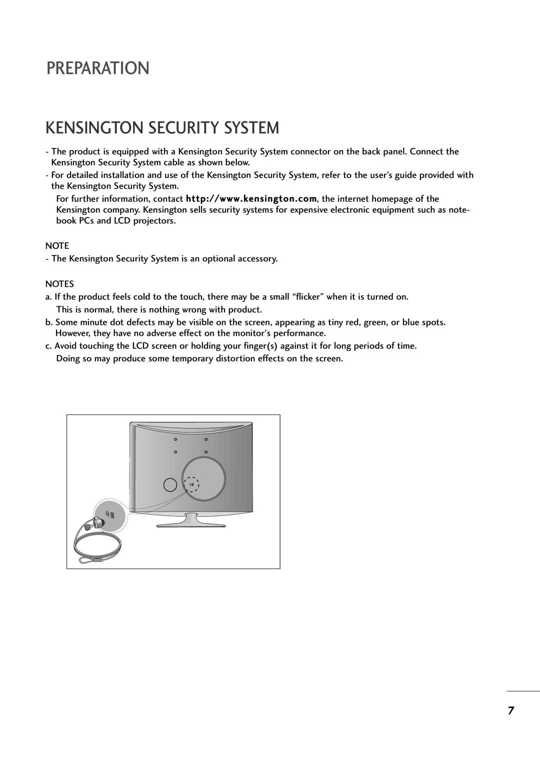 LG Electronics M2794A, M2394A owner manual Kensington Security System 