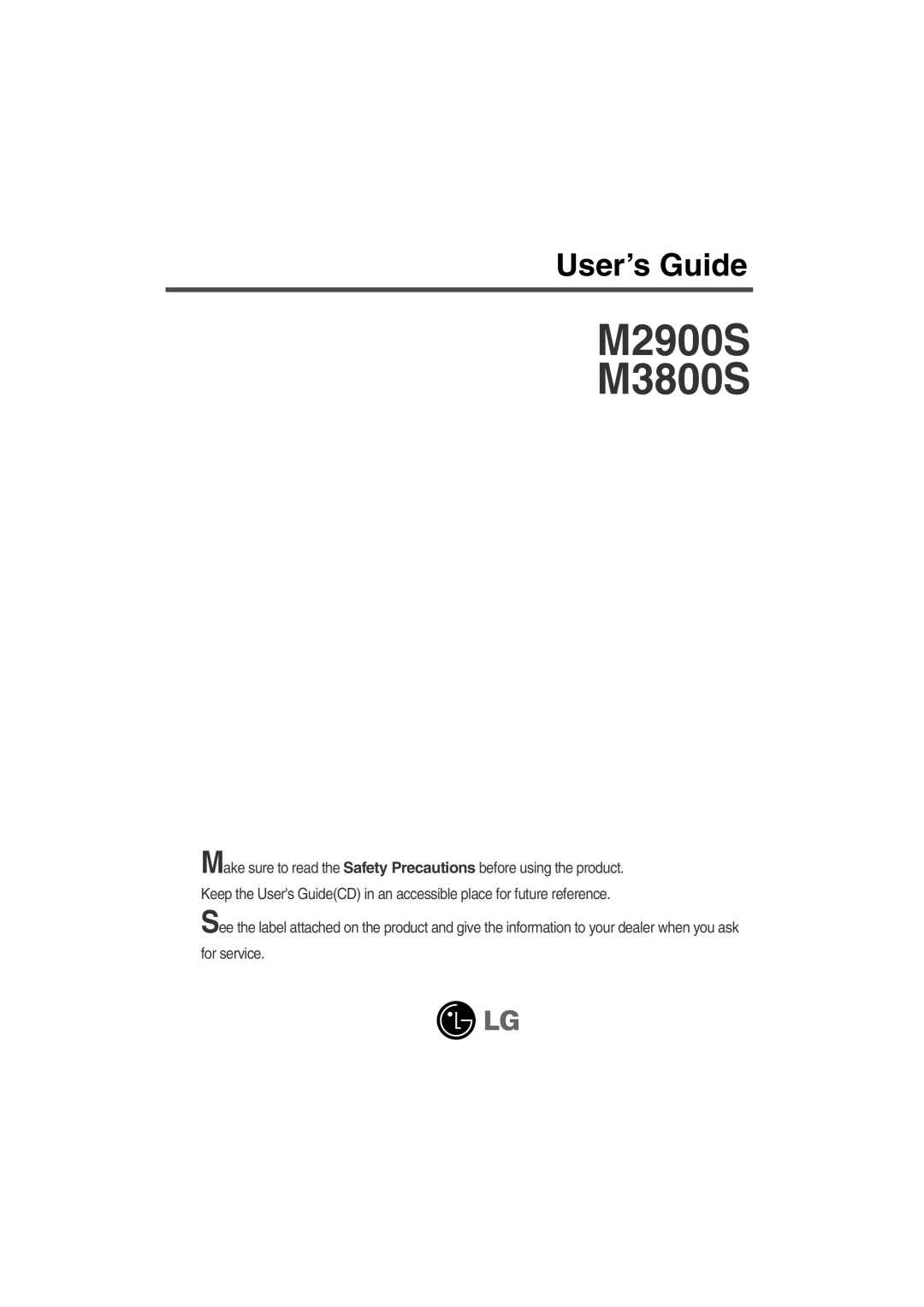 LG Electronics manual M2900S M3800S, User’s Guide 