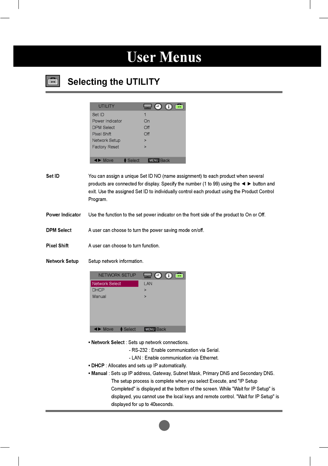 LG Electronics M2901S, M3801S owner manual Selecting the Utility 