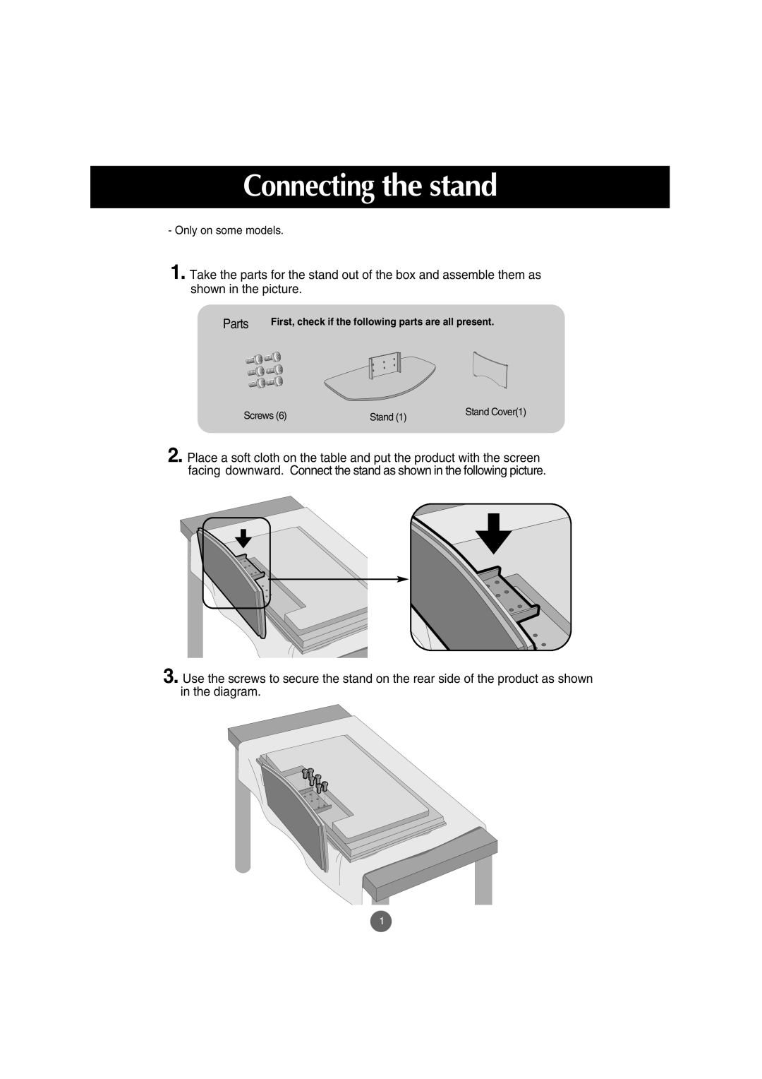 LG Electronics M3202C, M3702C manual Connecting the stand, Parts 