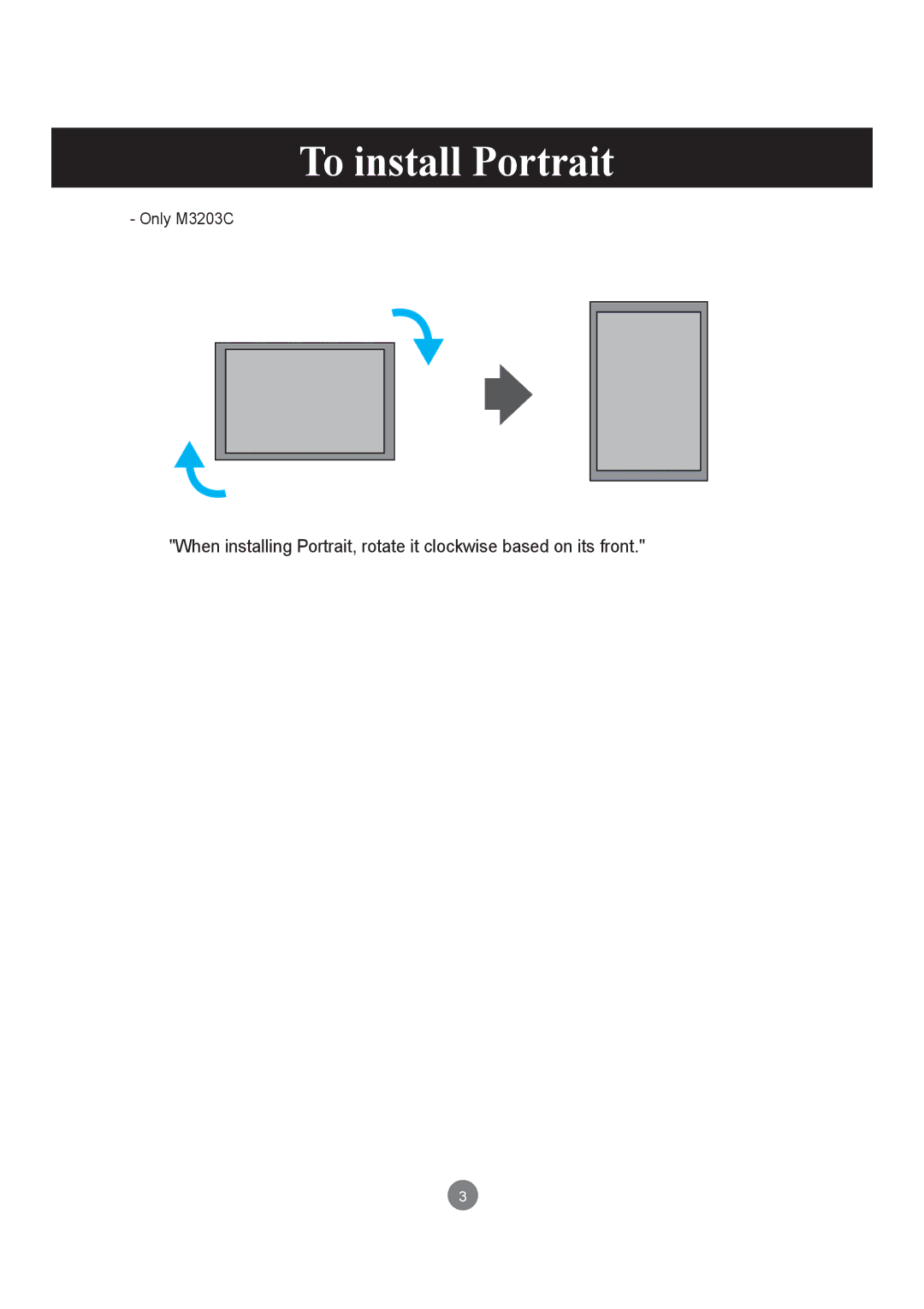 LG Electronics M3203C, M3703C manual To install Portrait 