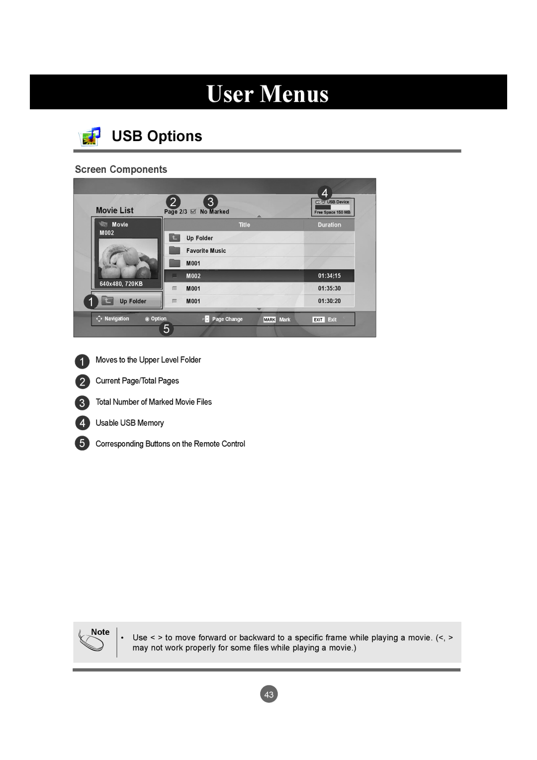 LG Electronics M3204C owner manual Movie List 