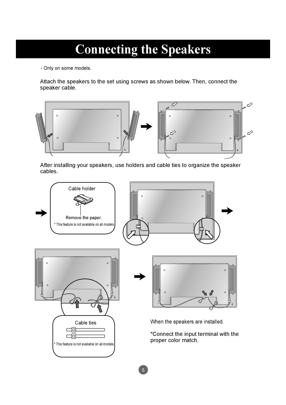 LG Electronics M3204C owner manual Connecting the Speakers 