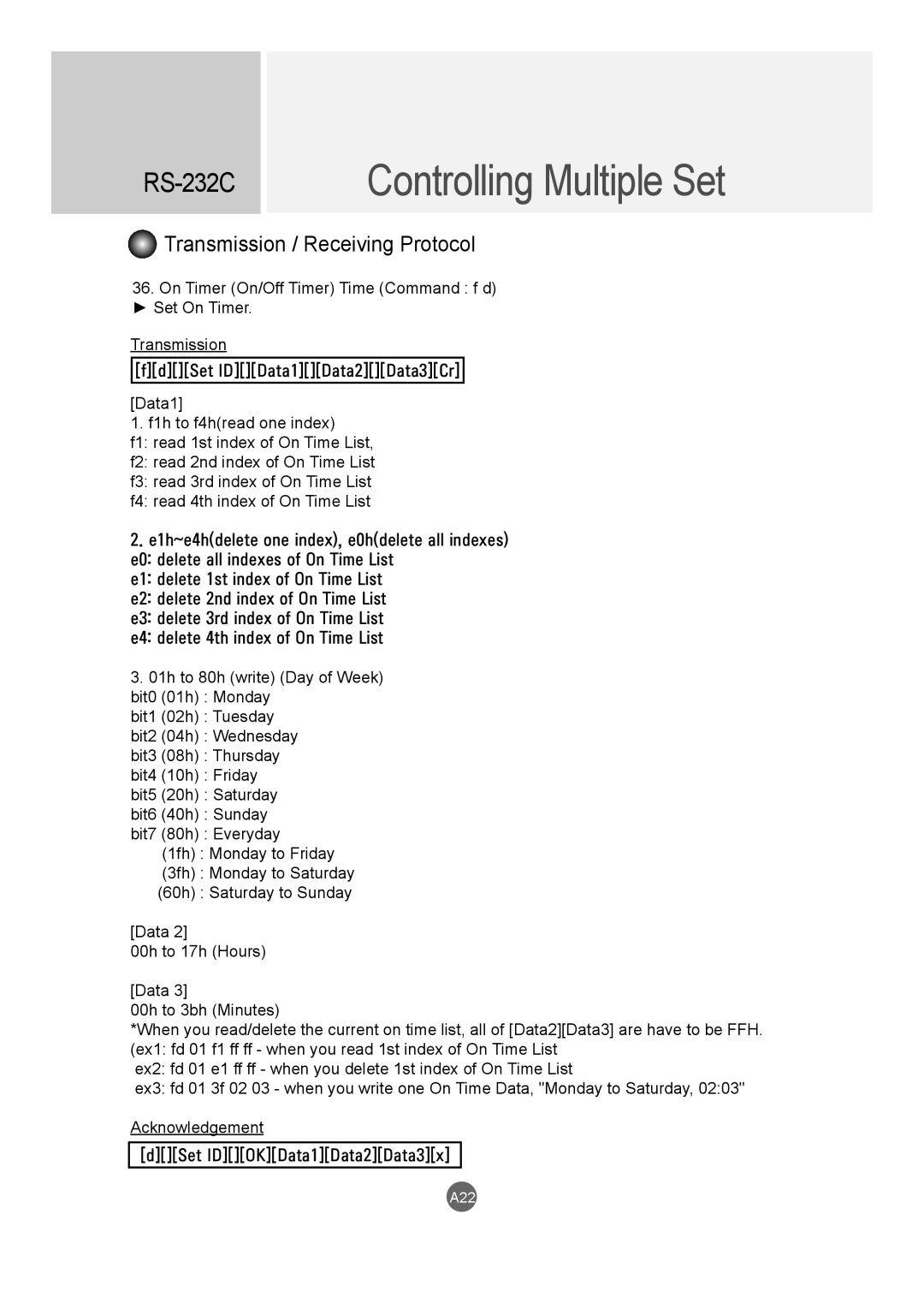 LG Electronics M3204C owner manual A22 