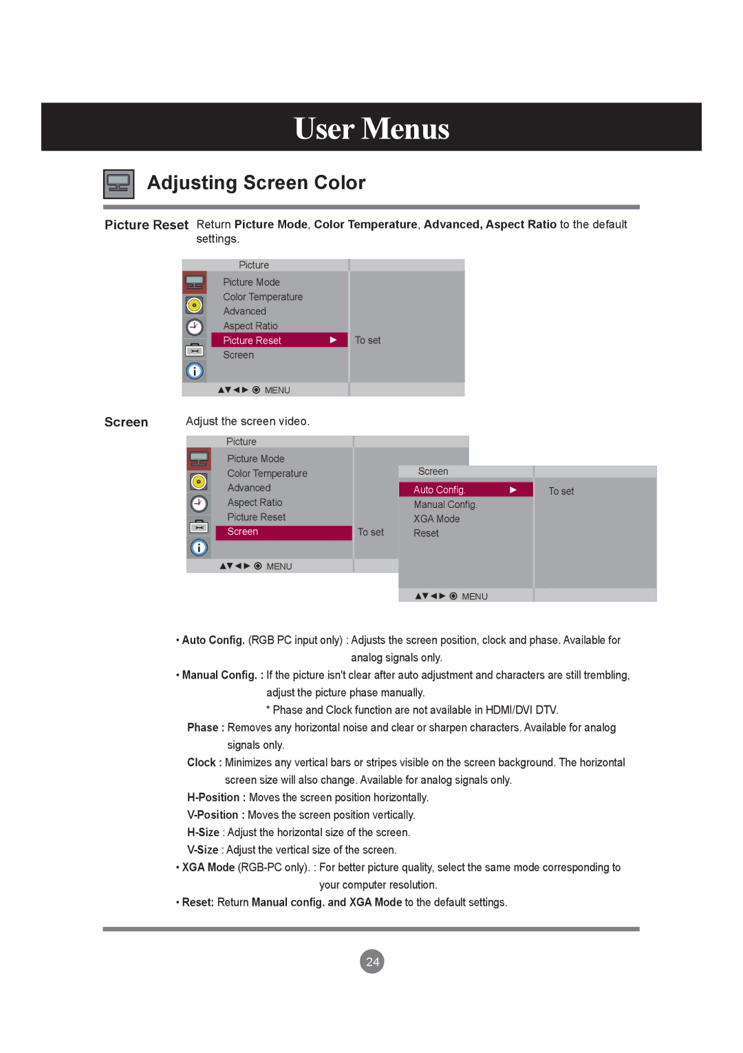 LG Electronics M4210LCBA owner manual Screen 