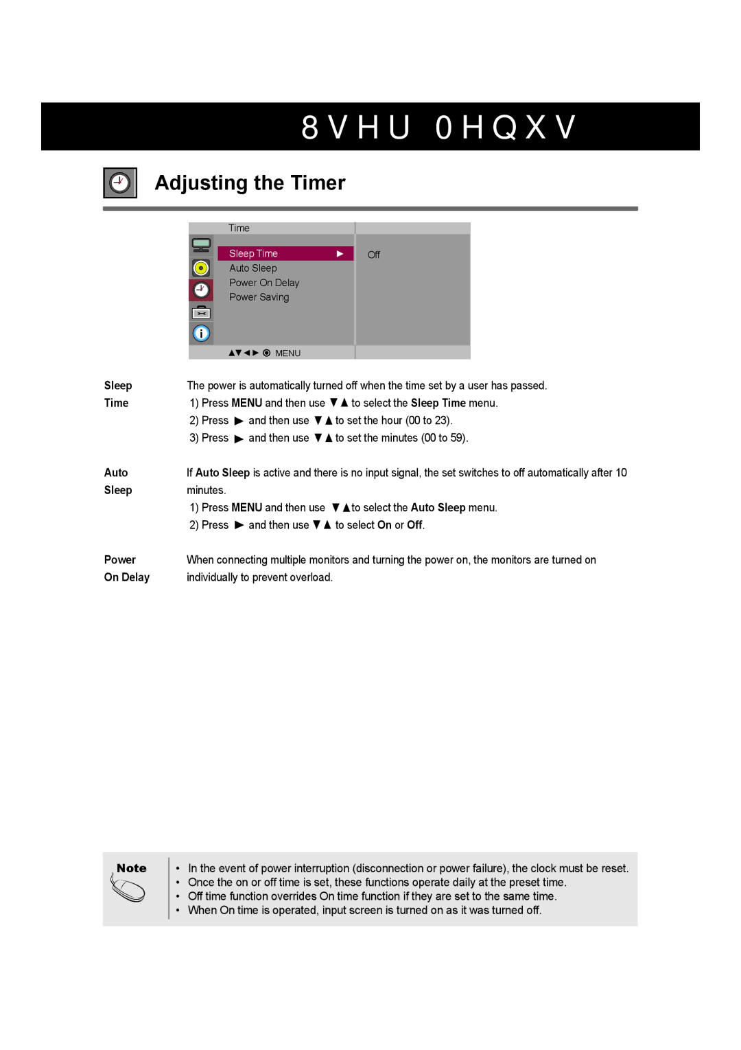 LG Electronics M4210LCBA owner manual Adjusting the Timer 