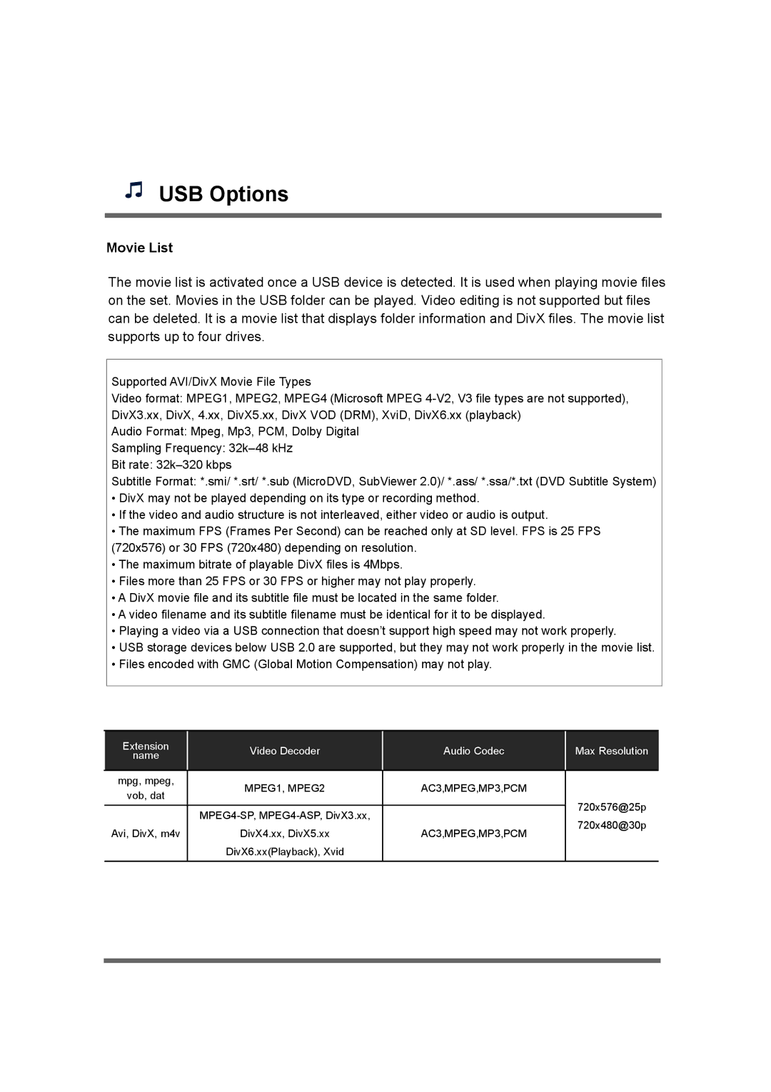 LG Electronics M4214CCBA owner manual Movie List, MPEG1, MPEG2 AC3,MPEG,MP3,PCM 