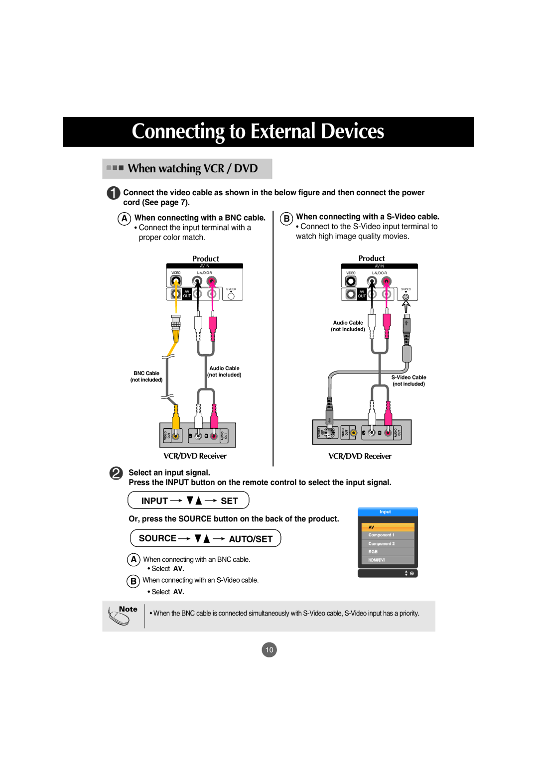 LG Electronics M4710C manual When watching VCR / DVD, When connecting with a S-Video cable 