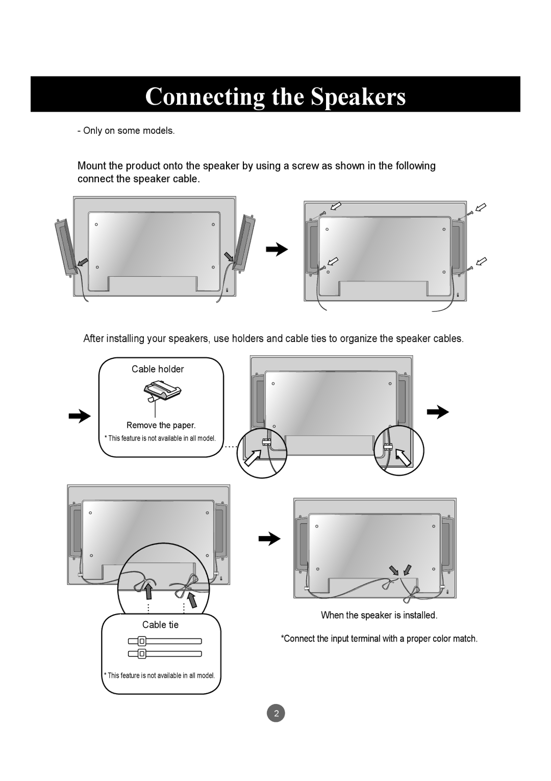 LG Electronics M4715C manual Connecting the Speakers 