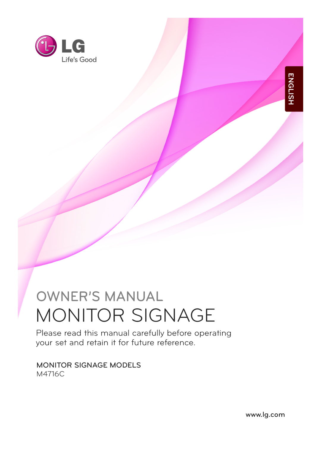 LG Electronics M4716C owner manual Monitor Signage 