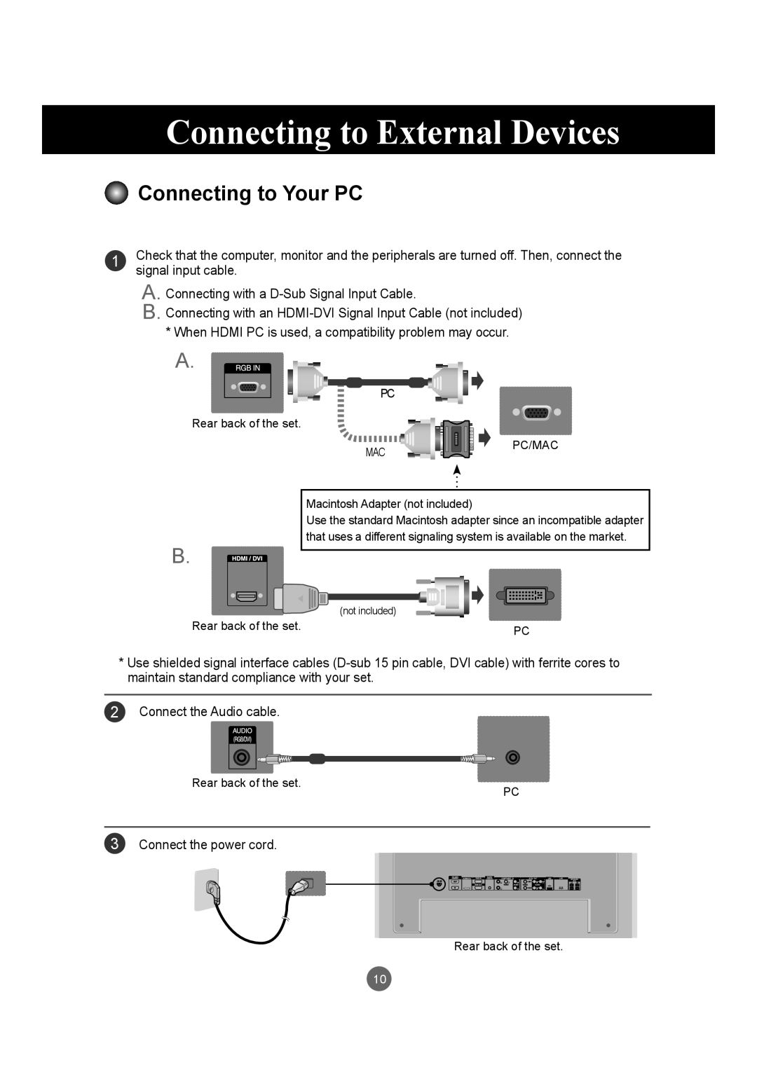 LG Electronics M4716C owner manual Connecting to External Devices, Connecting to Your PC 