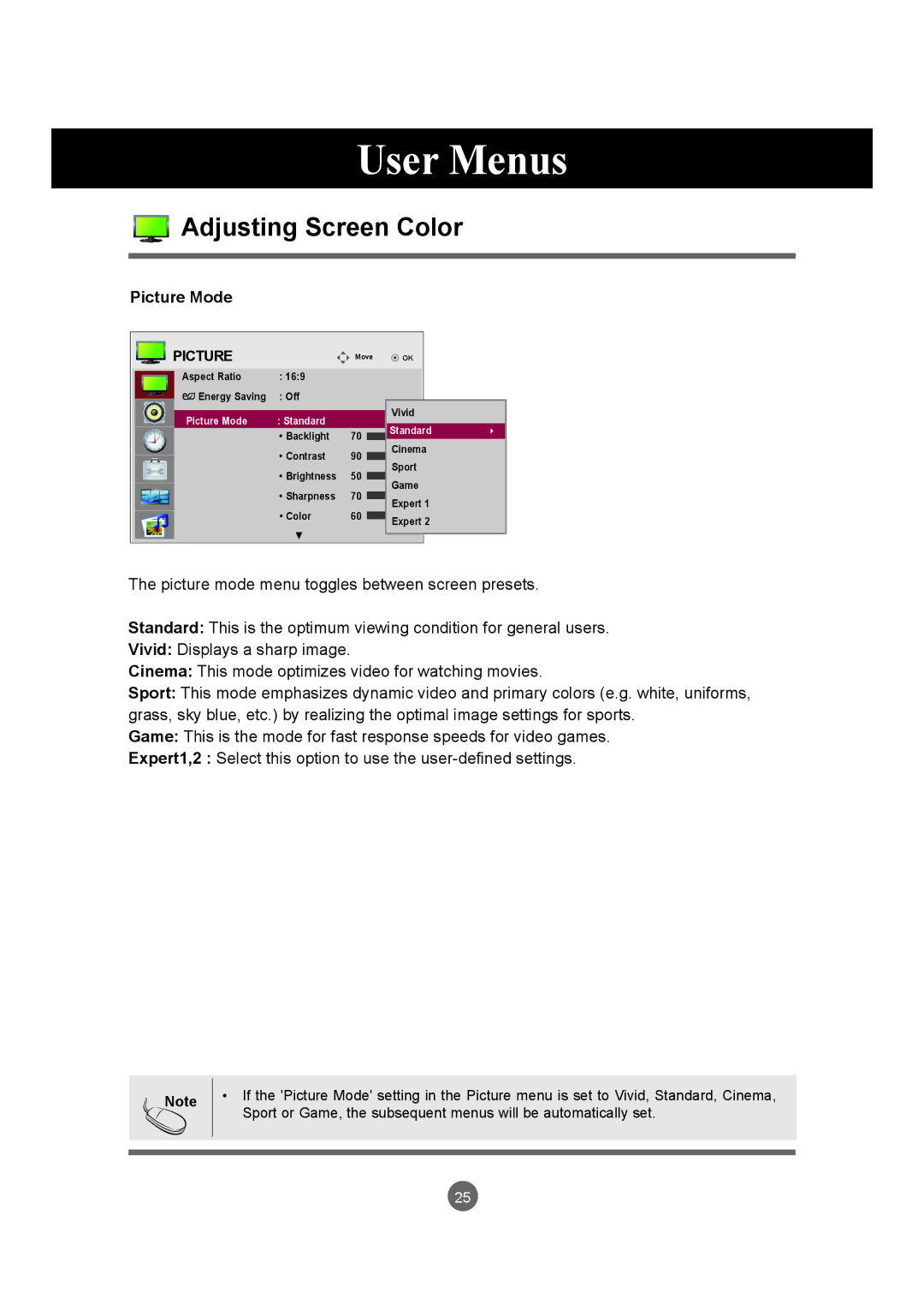 LG Electronics M4716C owner manual Picture Mode 