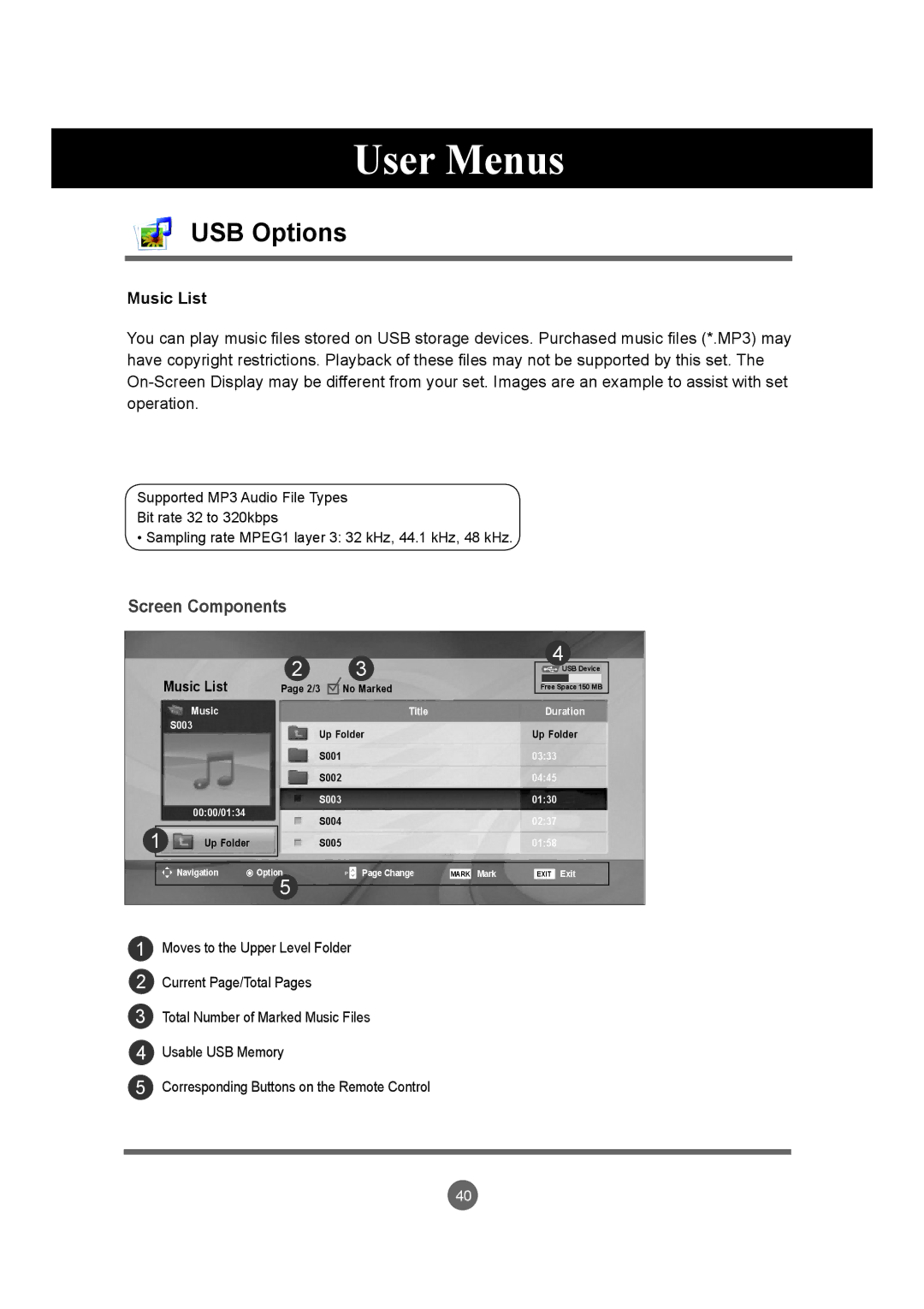 LG Electronics M4716C owner manual Music List 