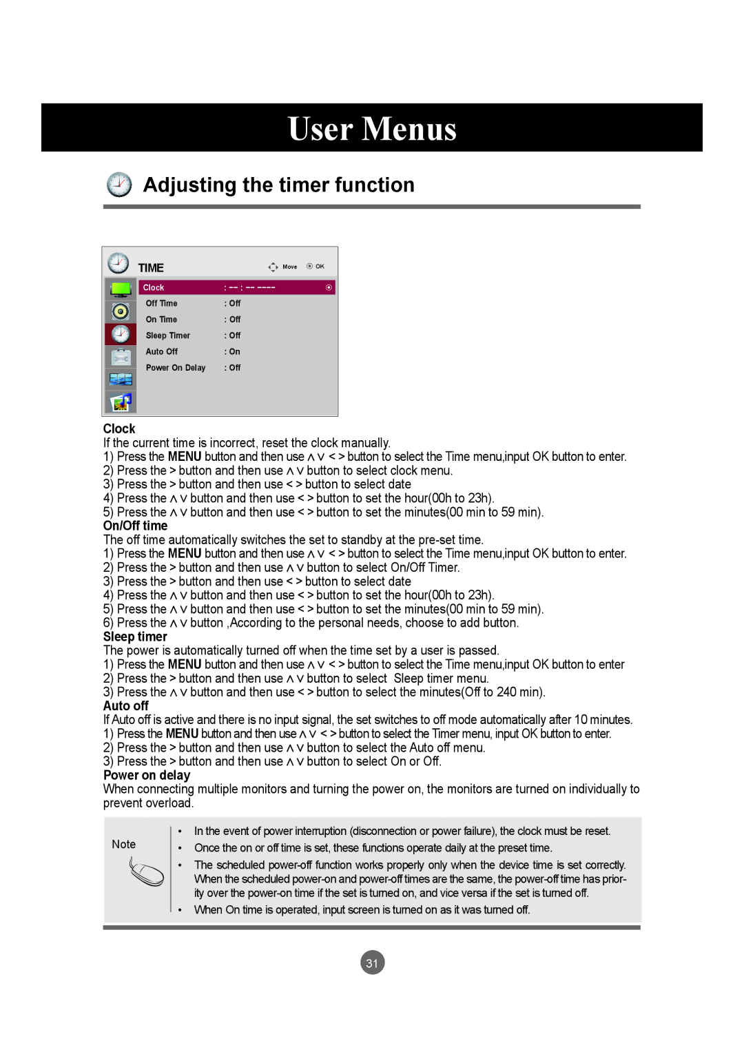 LG Electronics M5520C, M4720C owner manual Adjusting the timer function 