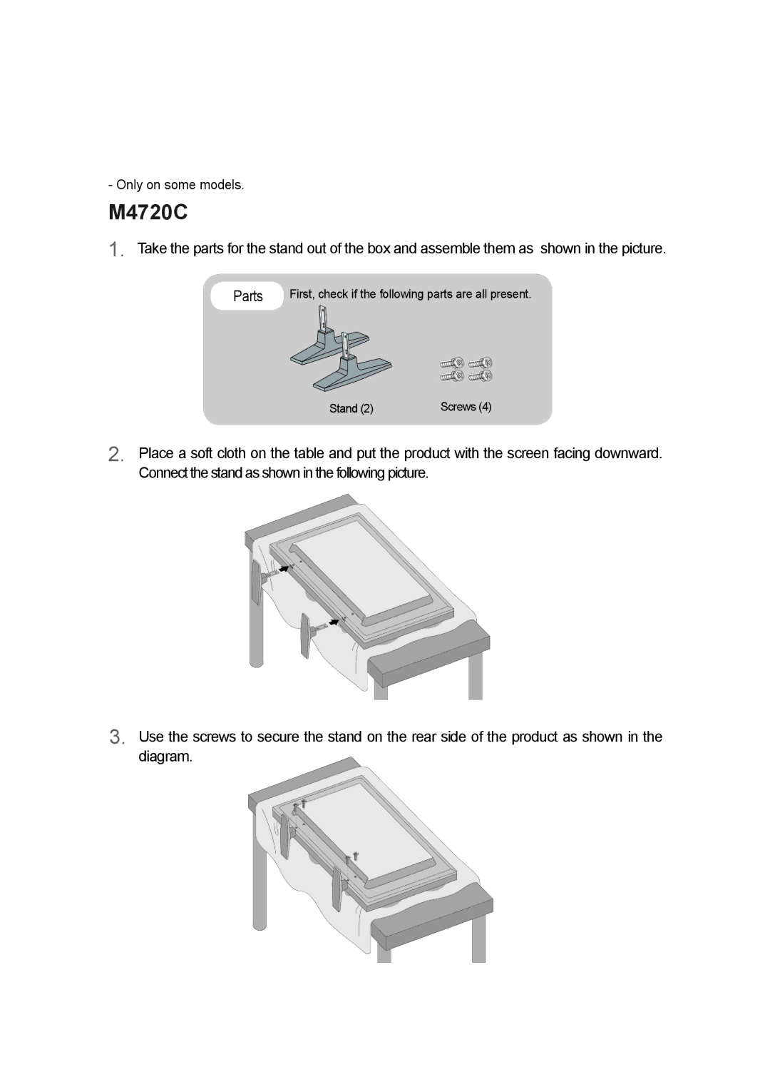 LG Electronics M4720C, M5520C owner manual Connecting the Stand 