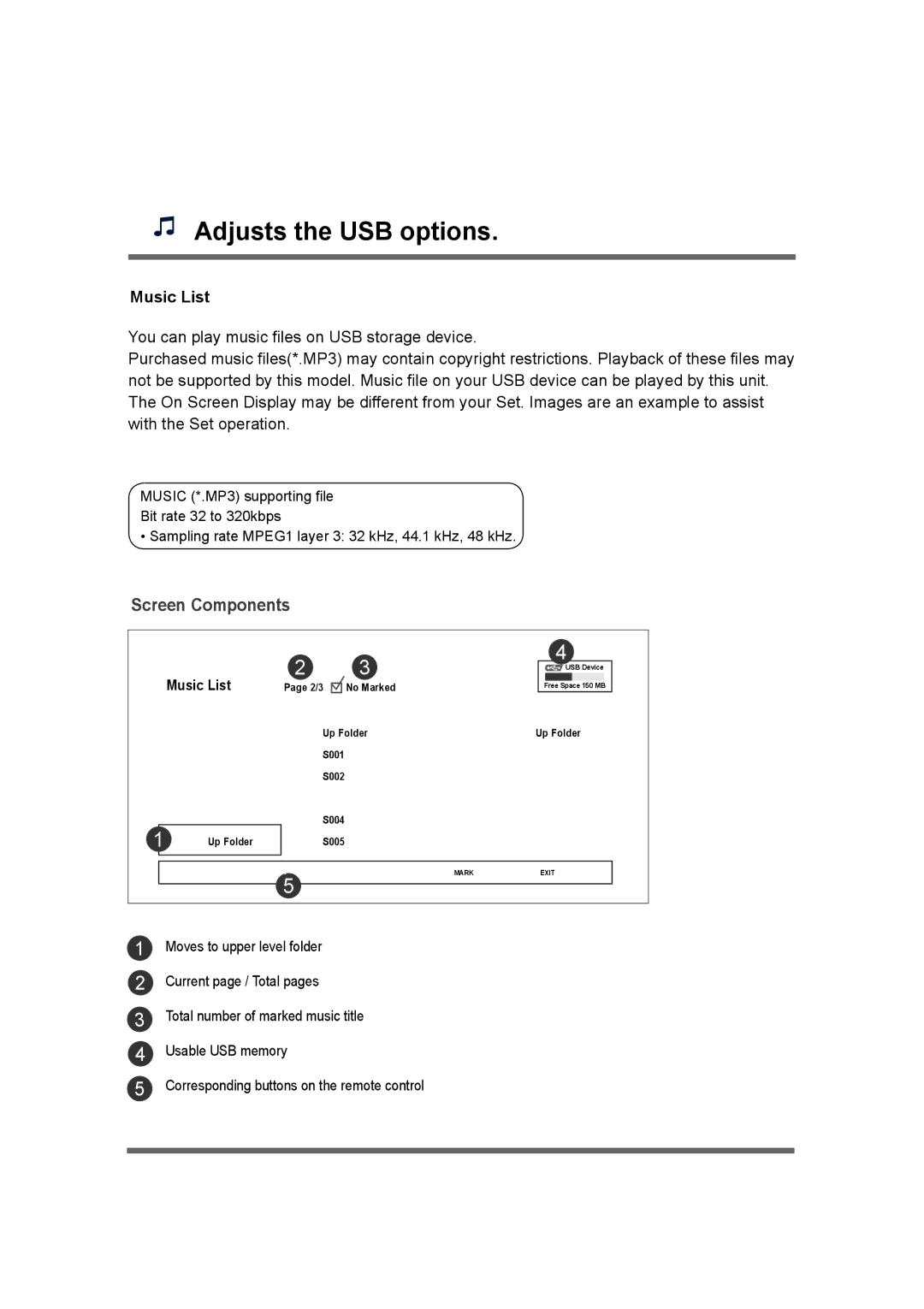 LG Electronics M5520C, M4720C owner manual Music List 