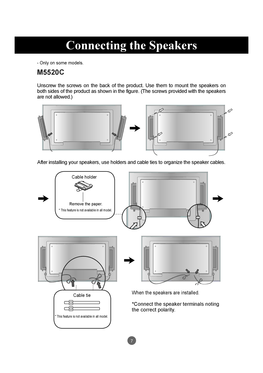 LG Electronics M5520C, M4720C owner manual When the speakers are installed 