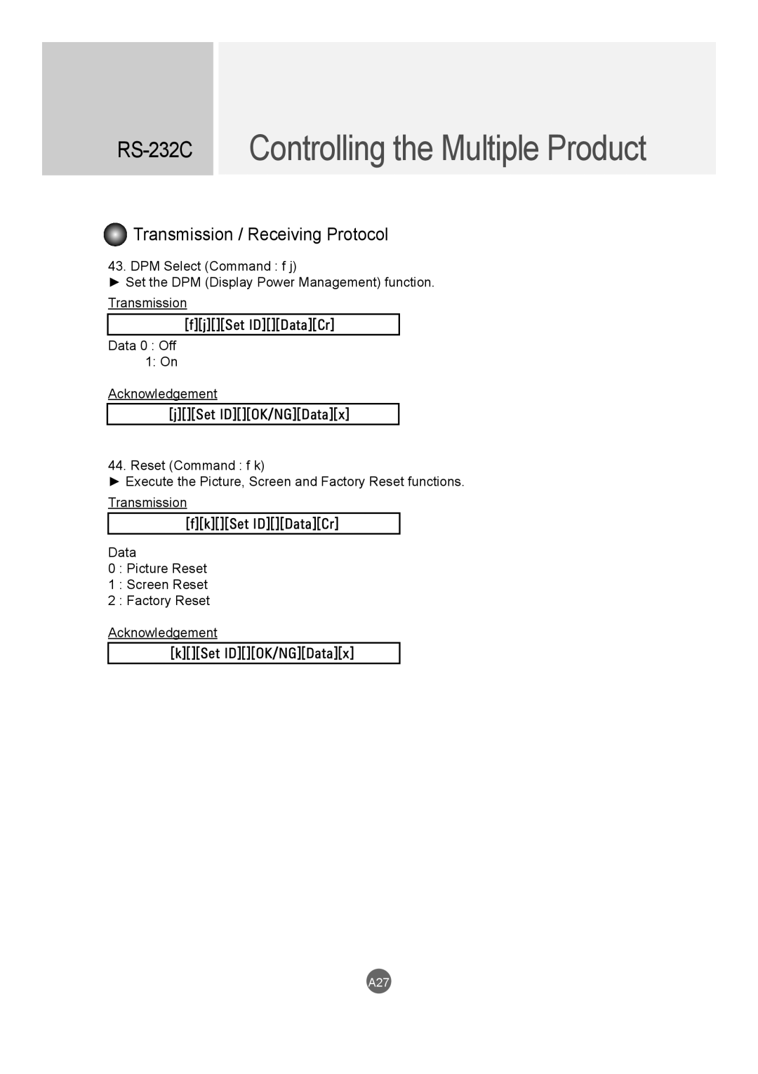 LG Electronics M5520C, M4720C owner manual A27 