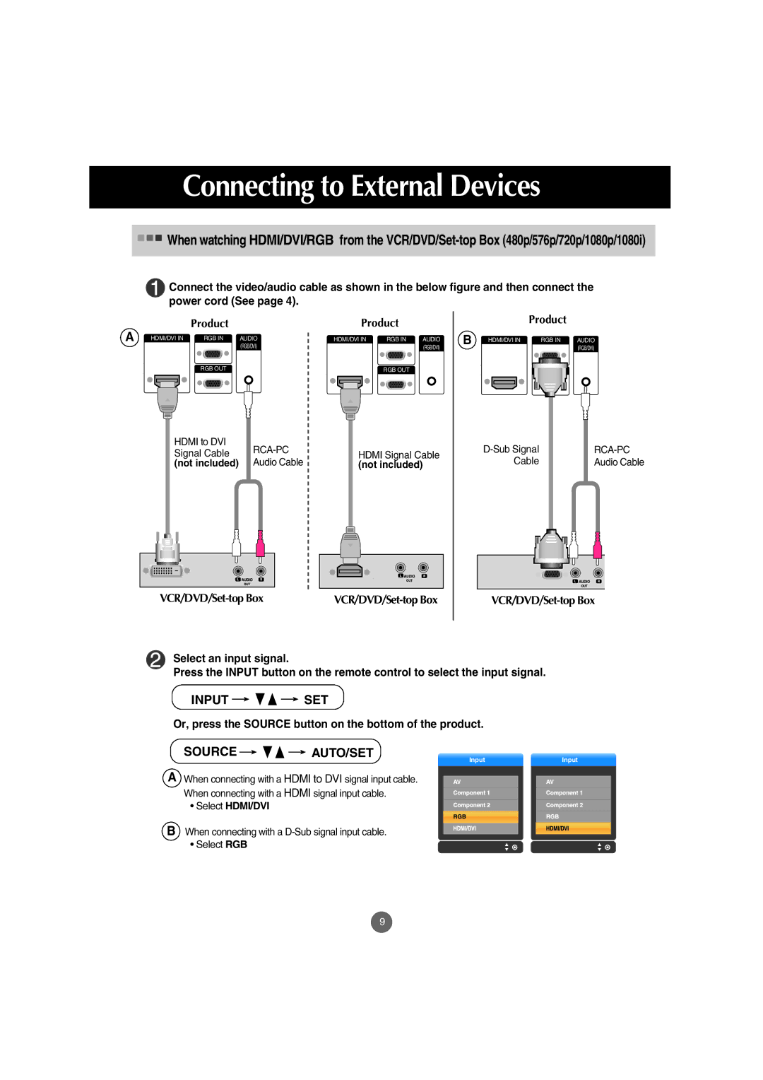 LG Electronics M5201Cs manual Not included, Select HDMI/DVI 