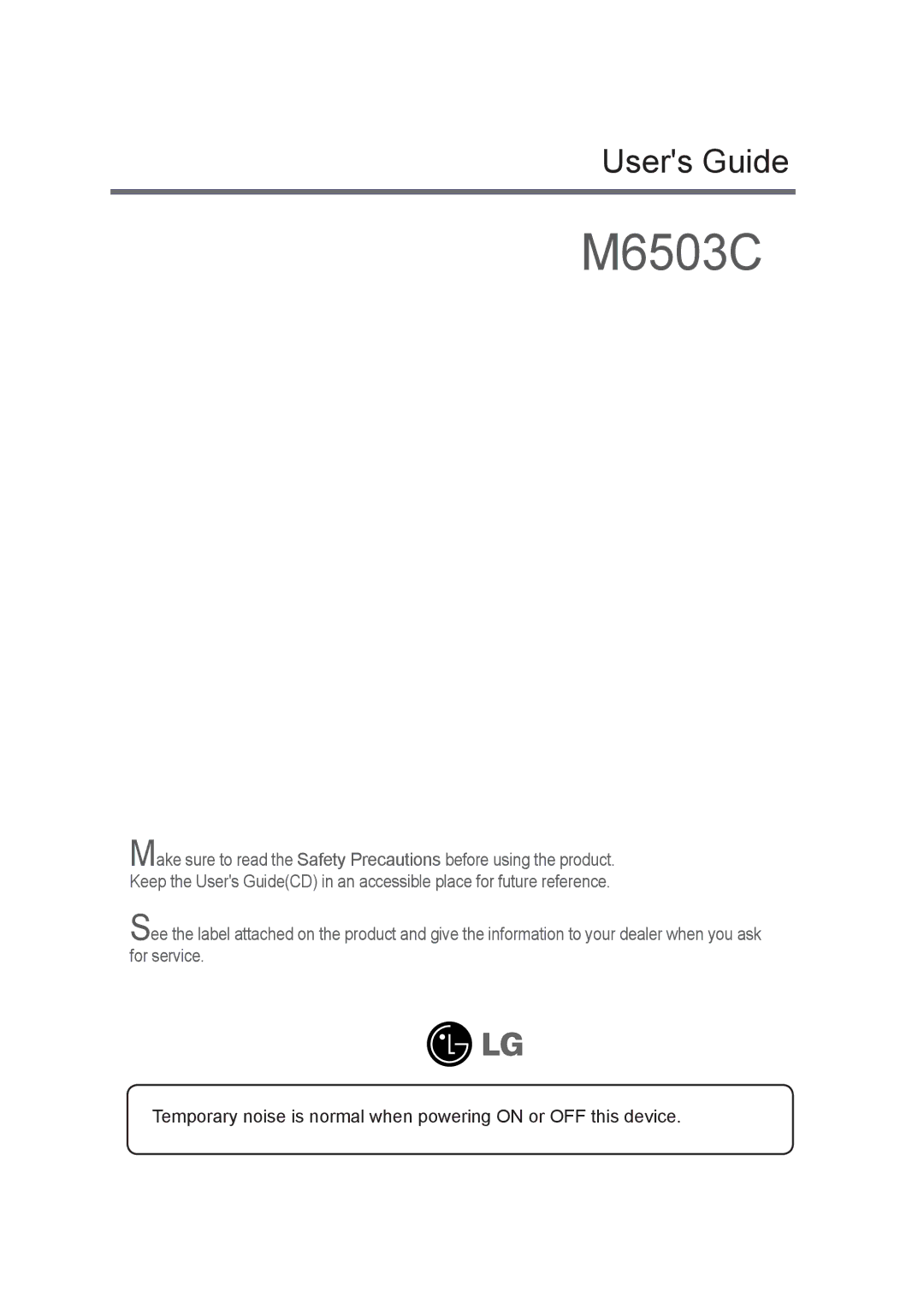 LG Electronics M6503C manual 