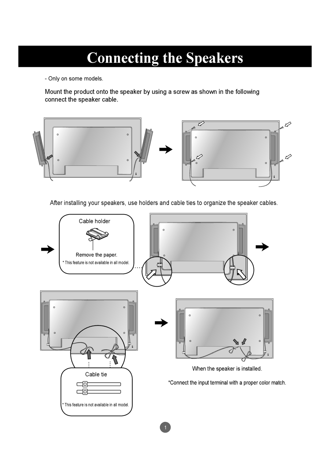 LG Electronics M6503C manual Connecting the Speakers 