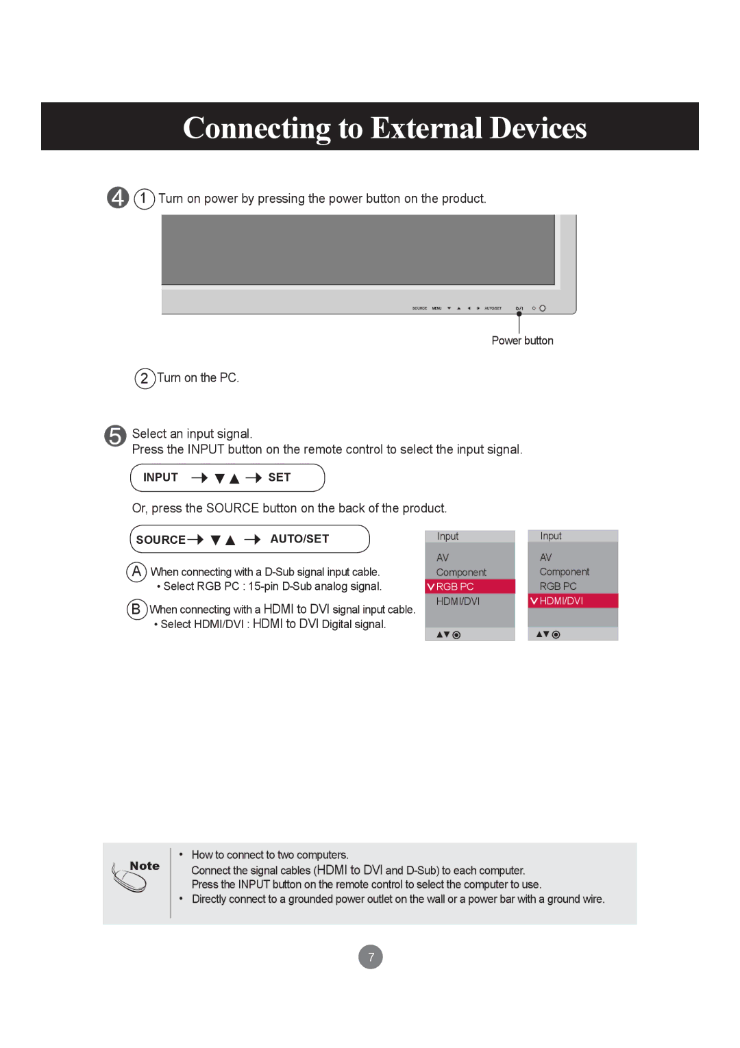 LG Electronics M6503C manual Connecting to External Devices 