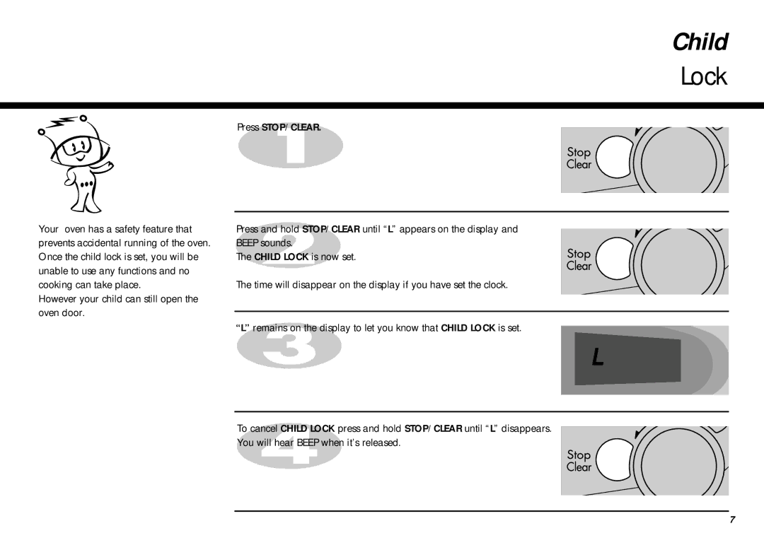 LG Electronics MB-387W owner manual Child, Lock 