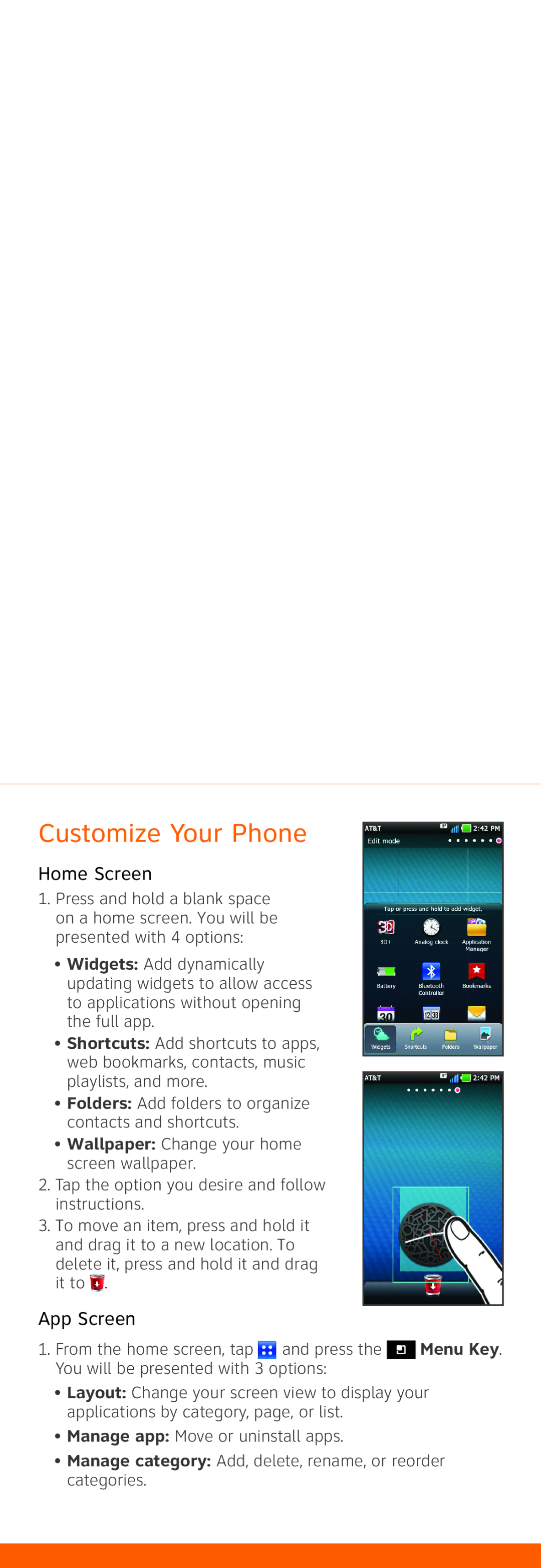 LG Electronics MBM63499701 quick start Customize Your Phone, Home Screen, App Screen 