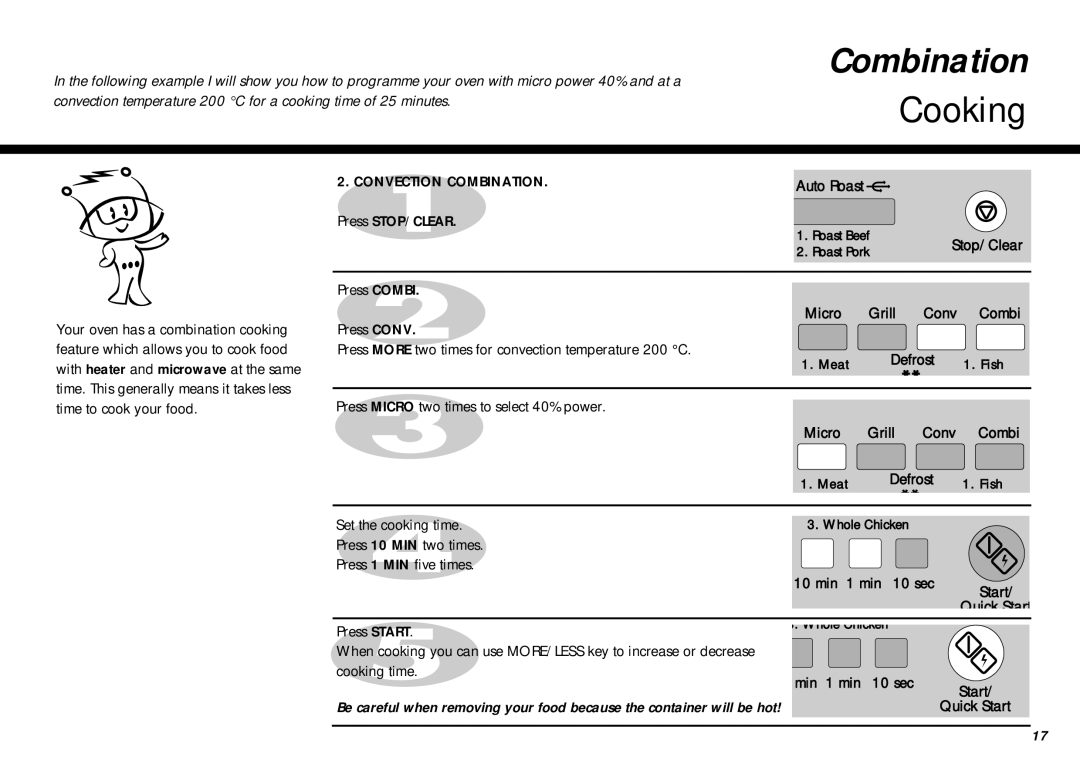 LG Electronics MC-805CLR warranty Press Micro two times to select 40% power, Set the cooking time 