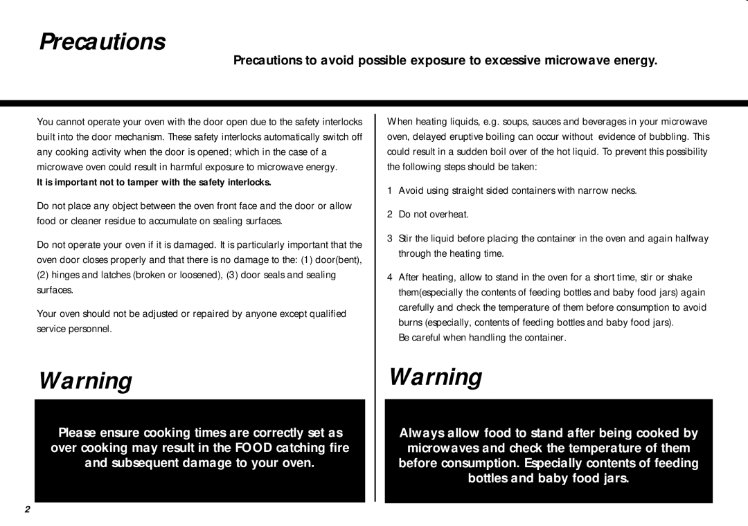 LG Electronics MC-805CLR warranty Precautions, Be careful when handling the container 