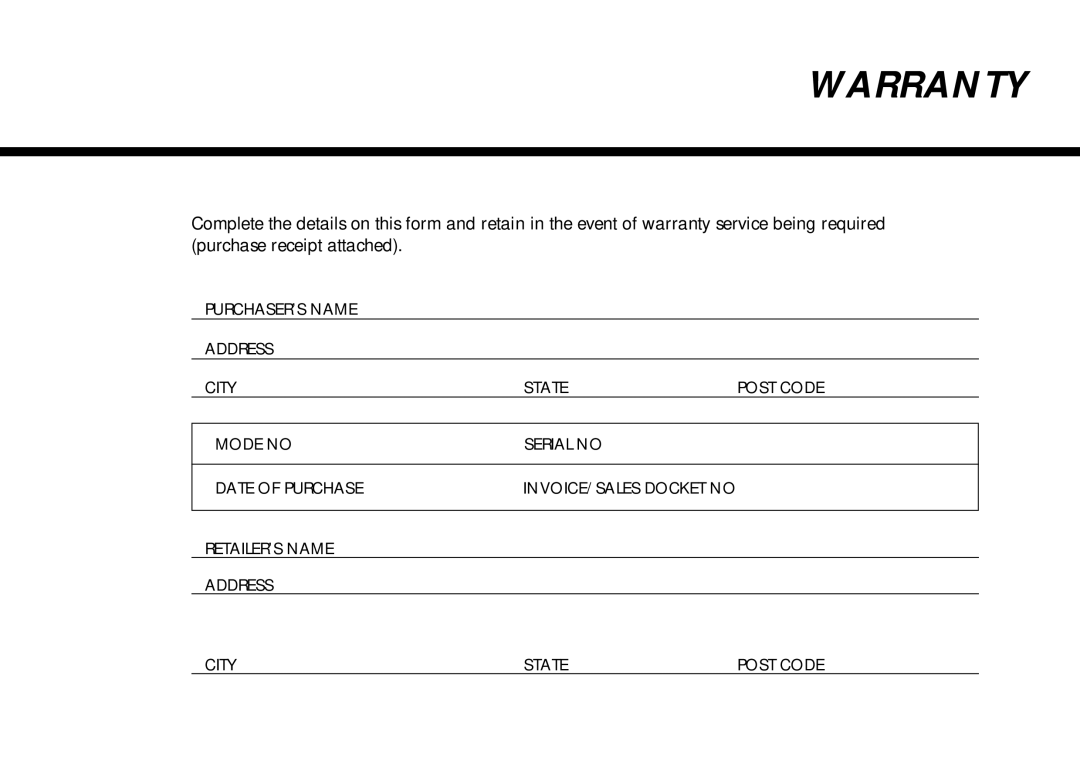 LG Electronics MC-805CLR warranty Warranty 