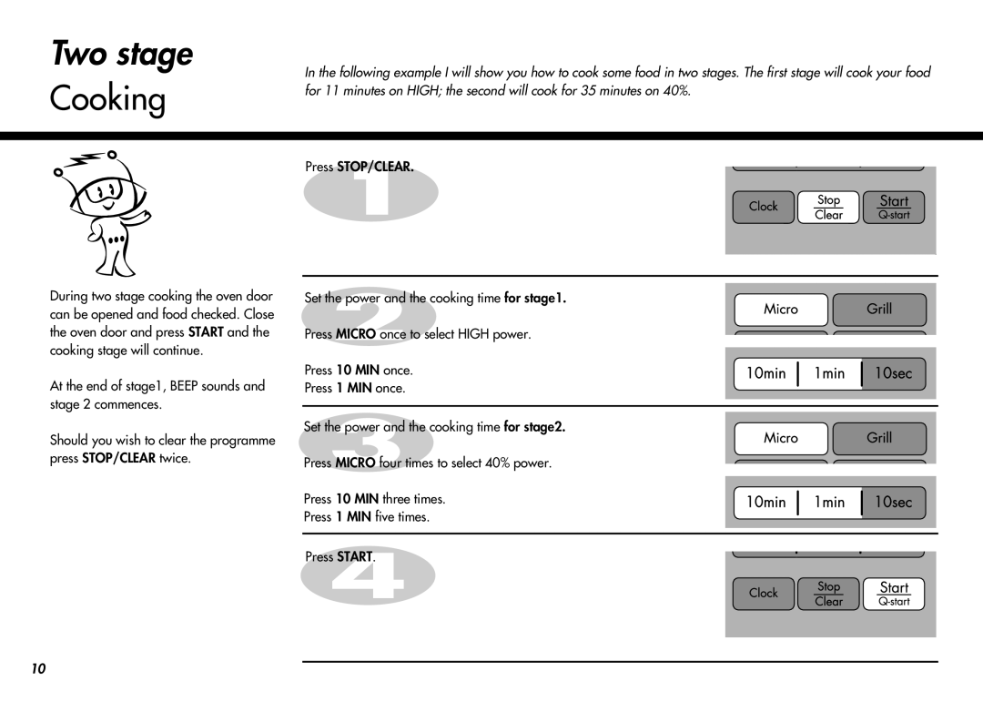 LG Electronics MC-924JLA, MC-924JA owner manual Two stage, At the end of stage1, Beep sounds and stage 2 commences 