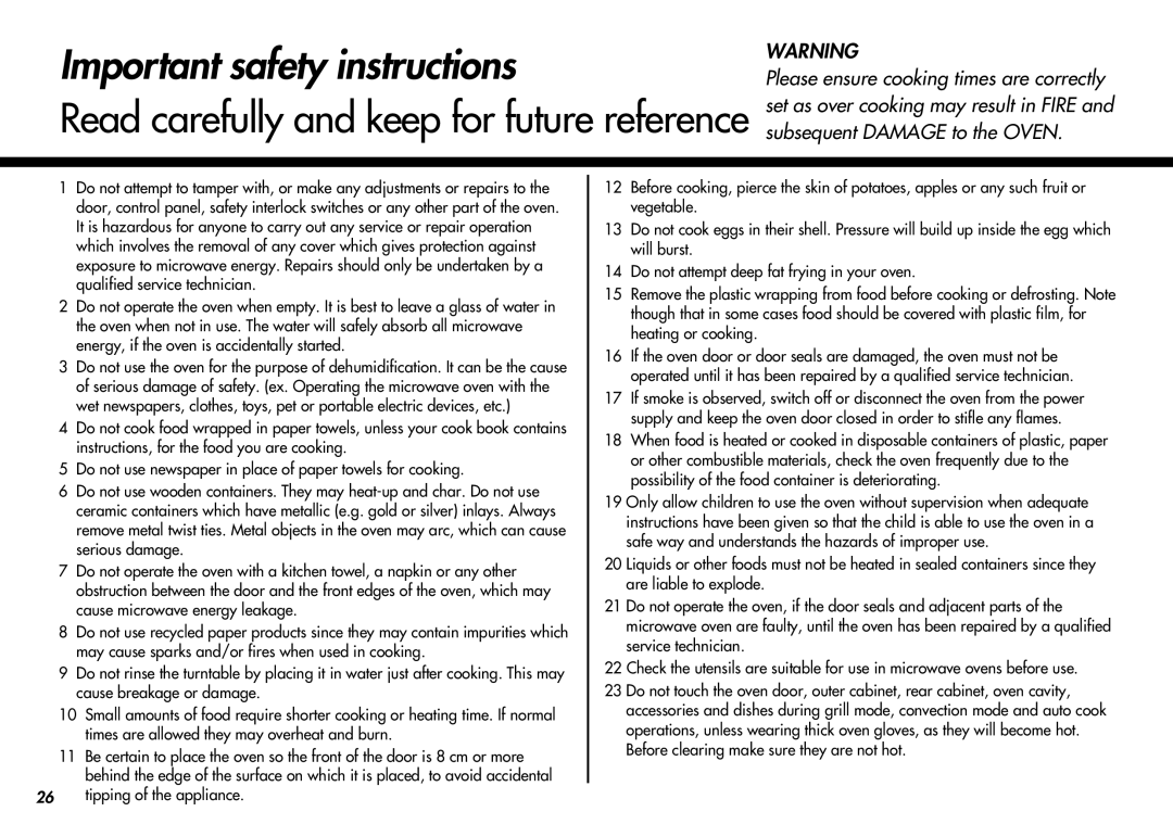 LG Electronics MC-924JLA, MC-924JA owner manual Important safety instructions, Read carefully and keep for future reference 