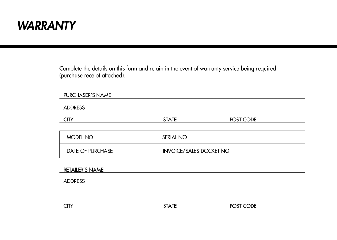 LG Electronics MC-924JLA, MC-924JA owner manual Warranty 