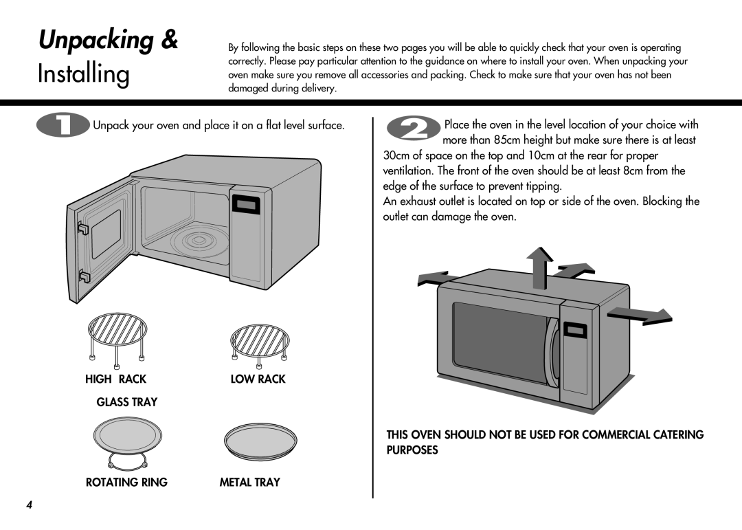 LG Electronics MC-924JLA, MC-924JA owner manual Unpacking, Installing 