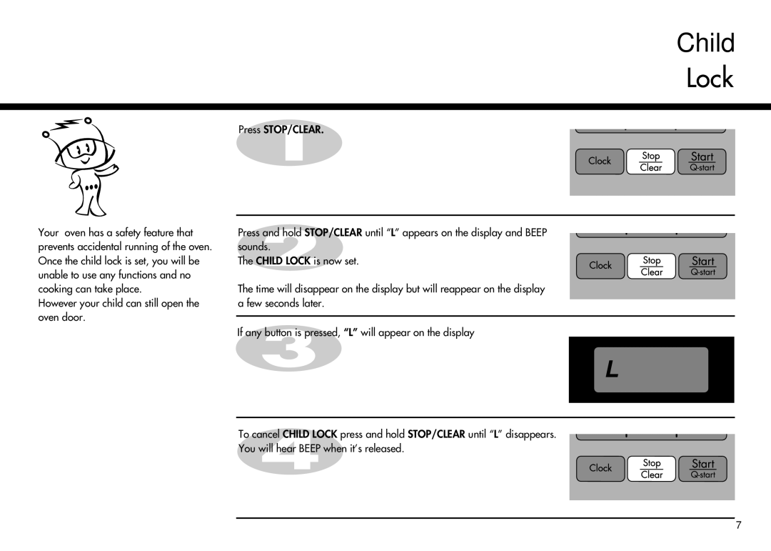 LG Electronics MC-924JA, MC-924JLA owner manual Child, Lock 