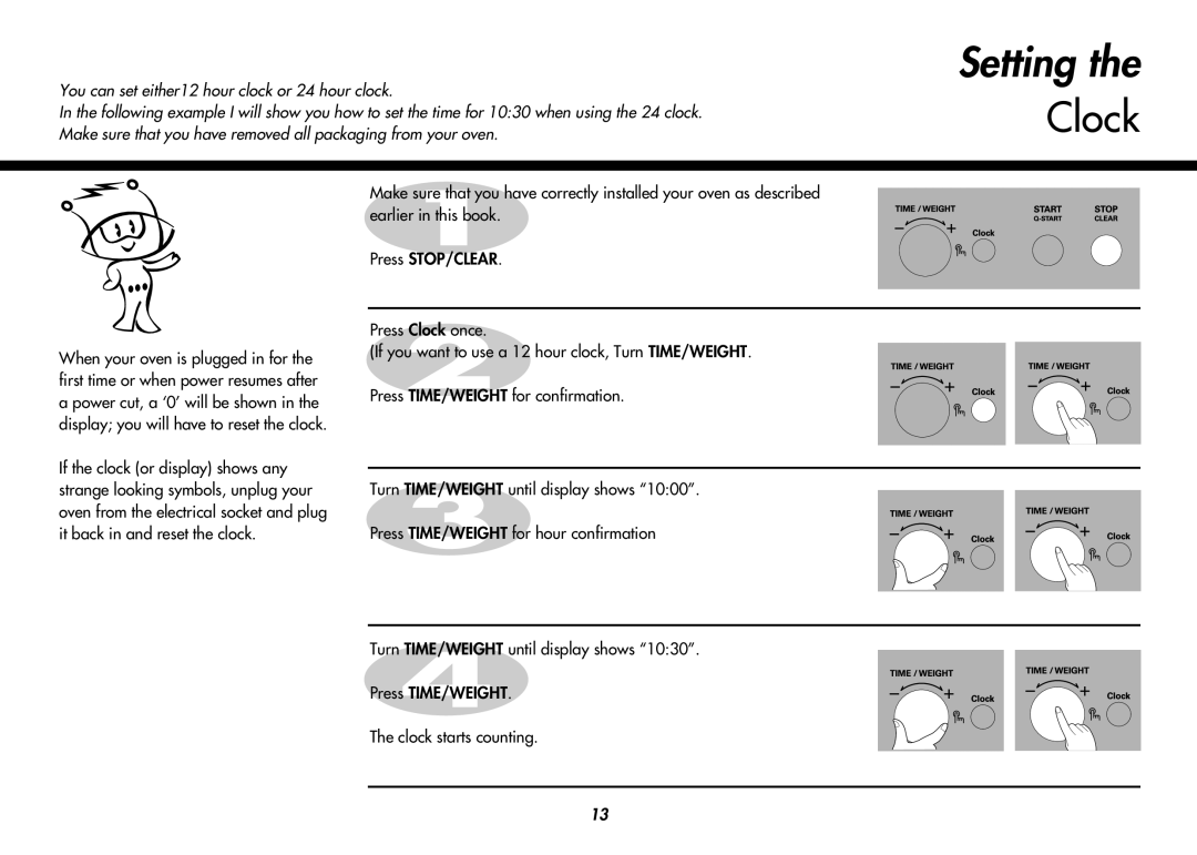 LG Electronics MC8088HL, MC8088HR owner manual Setting, Clock 