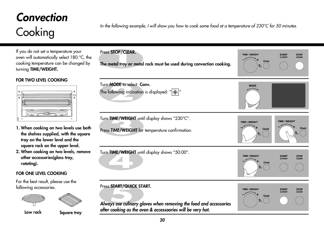 LG Electronics MC8088HR, MC8088HL owner manual For ONE Level Cooking 