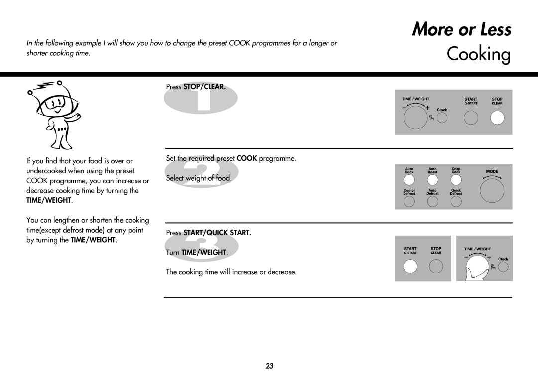 LG Electronics MC8088HL, MC8088HR owner manual More or Less Cooking 