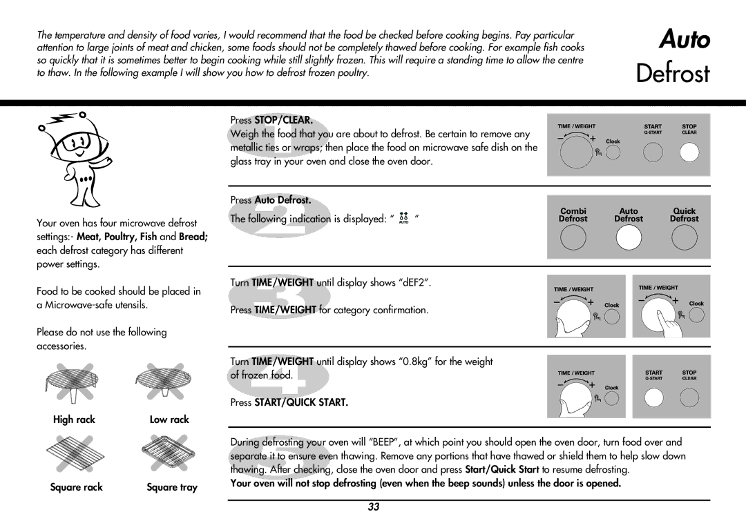 LG Electronics MC8088HL, MC8088HR owner manual Auto, Defrost 