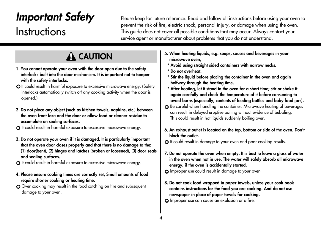 LG Electronics MC8088HR, MC8088HL owner manual Important Safety 