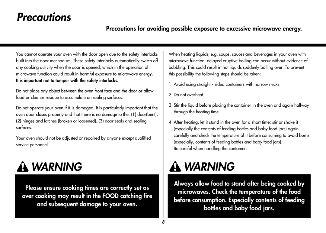 LG Electronics MC8088HR, MC8088HL owner manual Precautions 