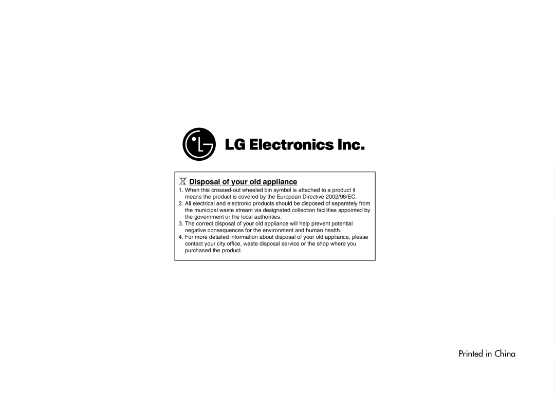 LG Electronics MC8088HR, MC8088HL owner manual Disposal of your old appliance 