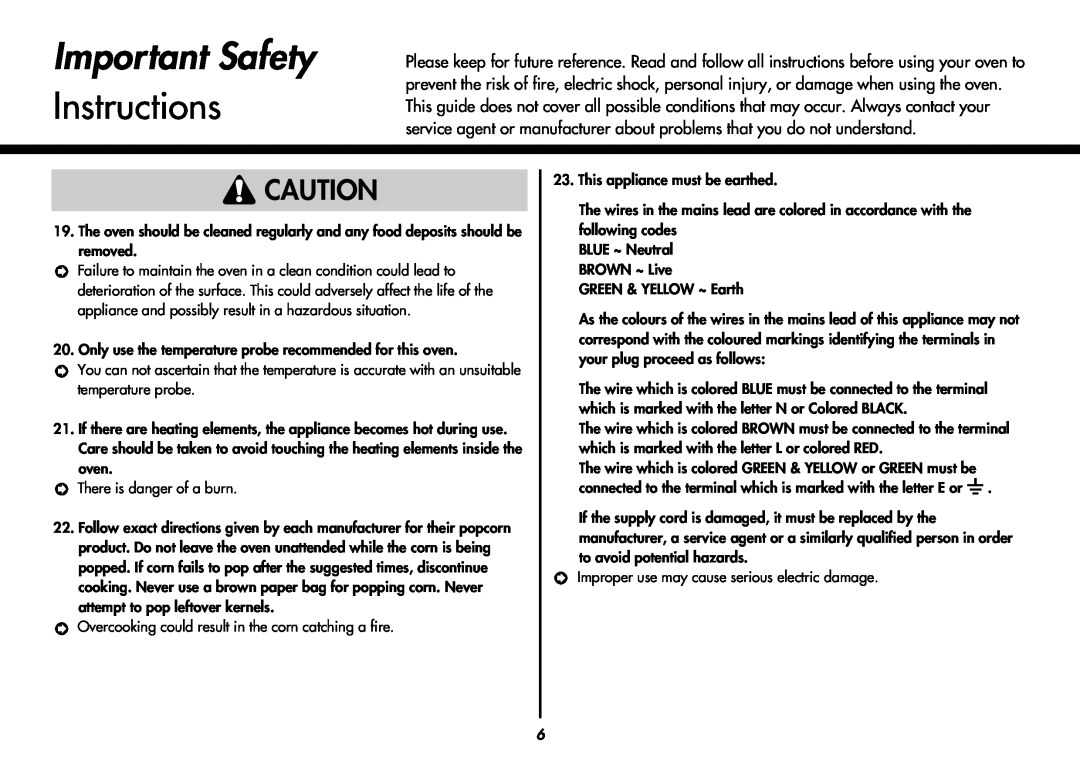 LG Electronics MC8088HR, MC8088HL owner manual Important Safety, Instructions 