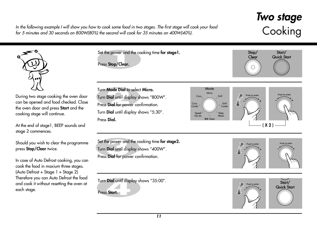 LG Electronics MC8486NL owner manual Cooking, Two stage 